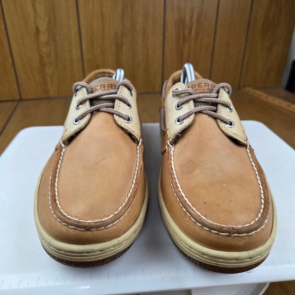 Sperry Top-Sider Mens Billfish 3-Eye Boat Shoes Tan Leather Mesh 0799023 10M